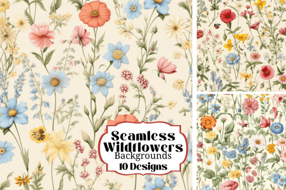 12 Seamless Wildflower Backgrounds: Digital Paper for Modern Craft