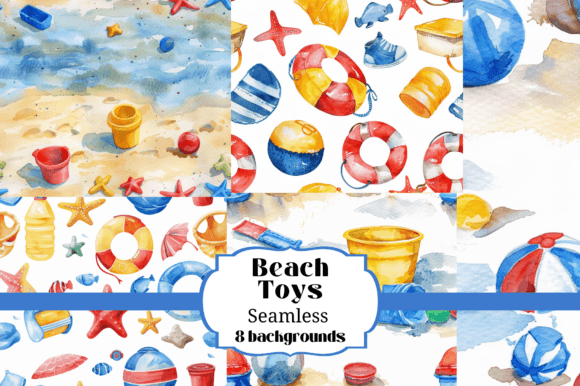 8 Seamless Beach Toys Backgrounds for Creative Projects