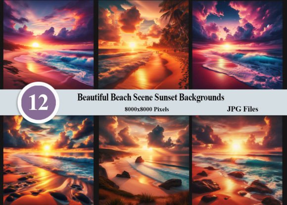 Beautiful Beach Scene Sunset Backgrounds for Creators