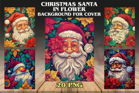Christmas Santa in Flower Backgrounds: A Festive Design Resource