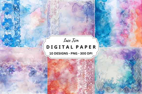 Elevate Your Projects with Watercolor Lace Trim Backgrounds