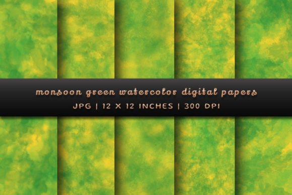 Monsoon Green Watercolor Backgrounds: Fresh Digital Papers