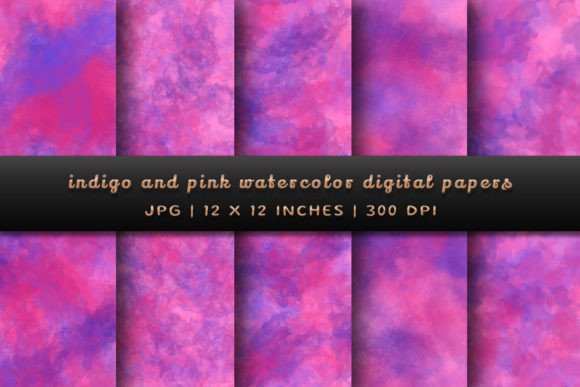 Transform Your Projects with Indigo and Pink Watercolor Backgrounds