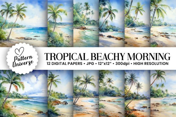 Tropical Morning Beach Backgrounds: Instant Coastal Charm for Your Projects